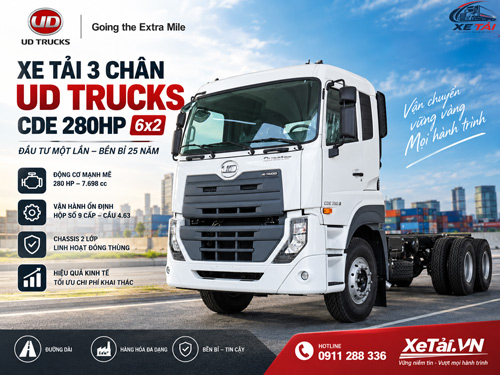Xe tải 3 chân UD Trucks CDE 280 – WB5600 & WB6300